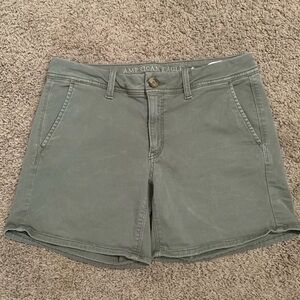 American Eagle Green Midi Shorts 6